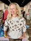 Charlie B  Mock Neck Sweater with Animal Sequins Detail