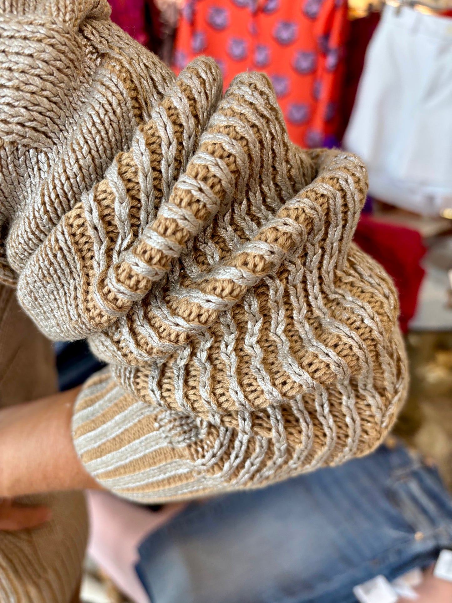 Charlie B Metallic Cable Knit Sweater