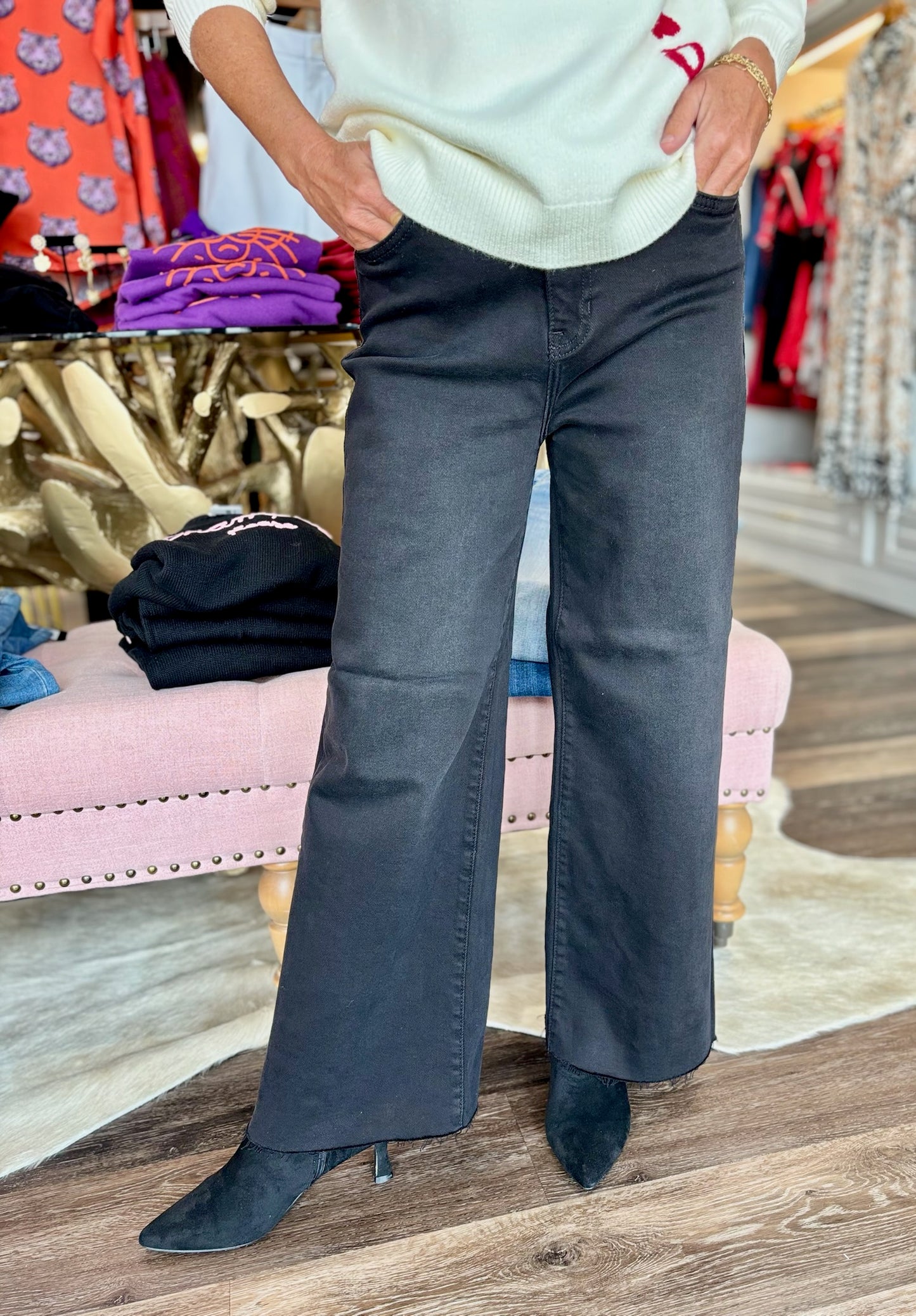 Just Black Denim Scissor Cut Wide Leg Black