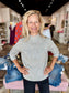 Charlie B Jacquard Mock Neck Peace Sweater - Heather Light Grey