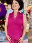 Fuchsia Contrast Stitch Sleeveless Top