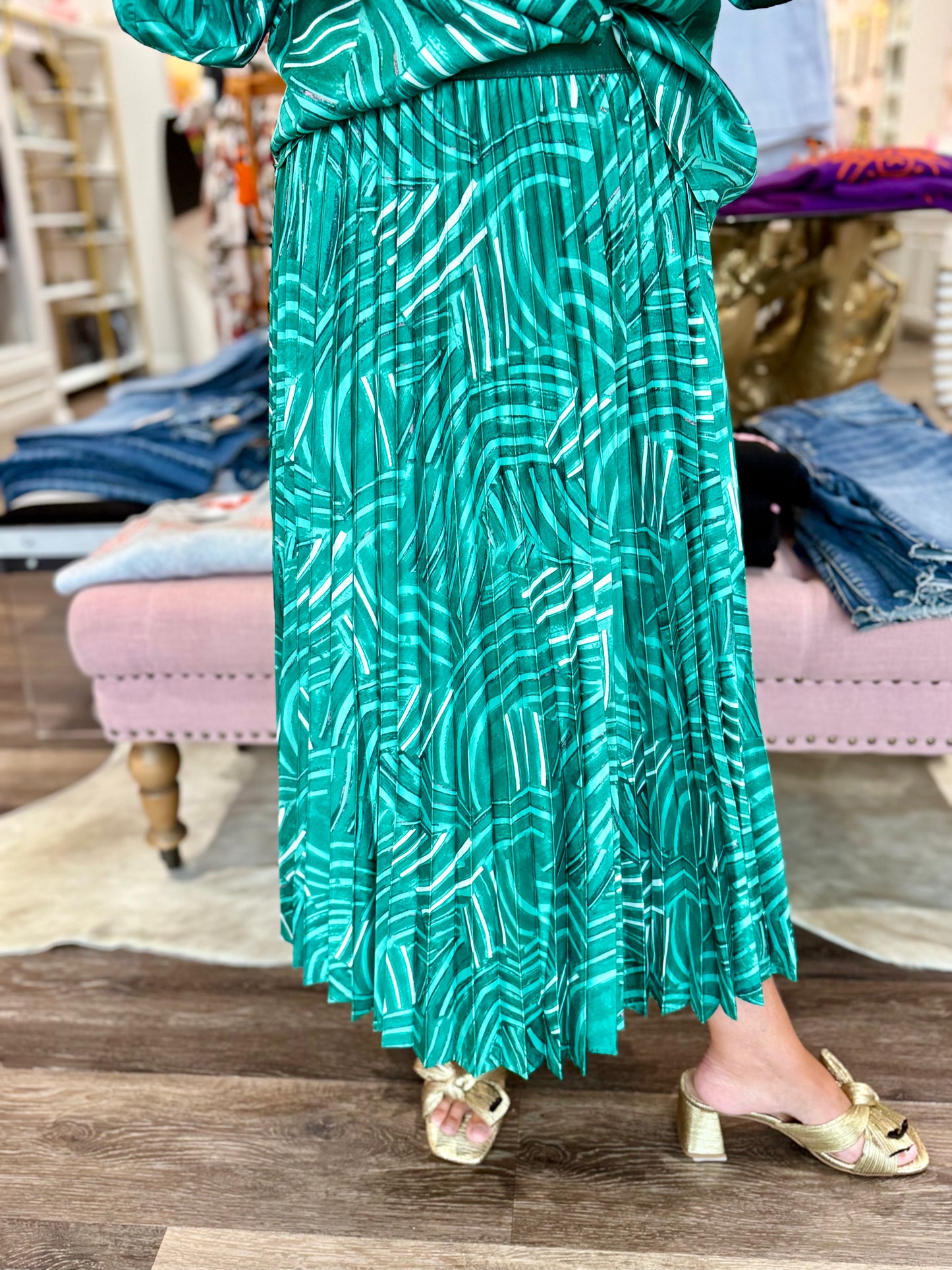 Jade Pleated Skirt Green Pathways