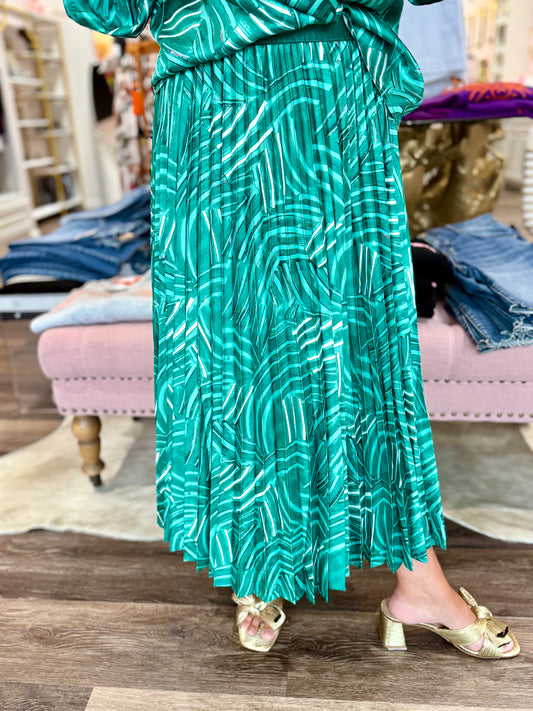 Jade Pleated Skirt Green Pathways