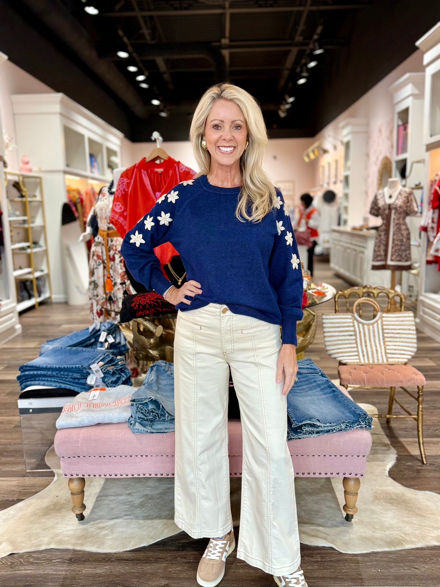Charlie B Embroidered Sweater Denim