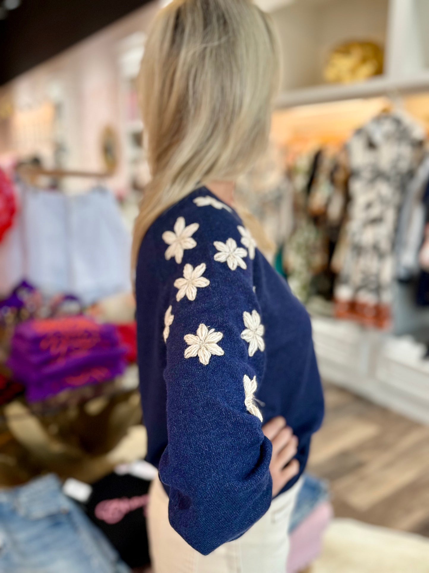 Charlie B Embroidered Sweater Denim