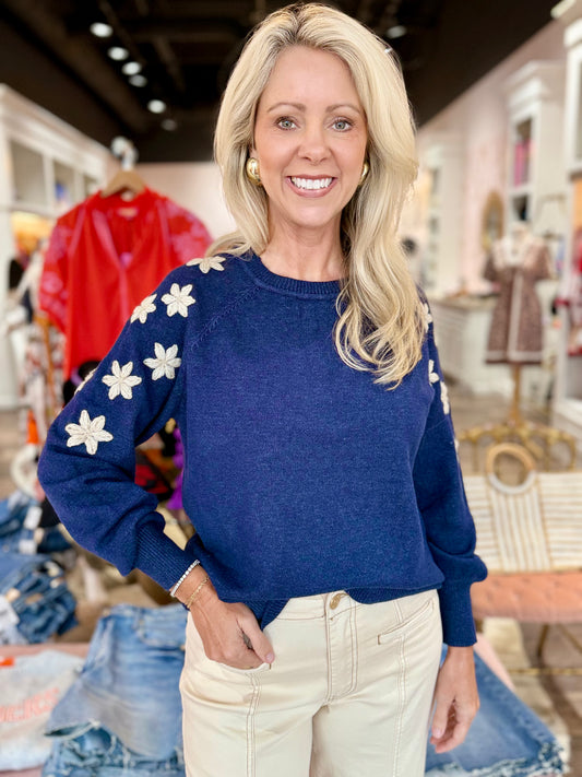 Charlie B Embroidered Sweater Denim