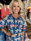 Oliphant Raj Navy Tiger Print Cotton Dress