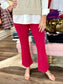 Jade Front Seaming Ponte Bell Ankle Pant Wine