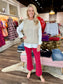 Jade Front Seaming Ponte Bell Ankle Pant Wine