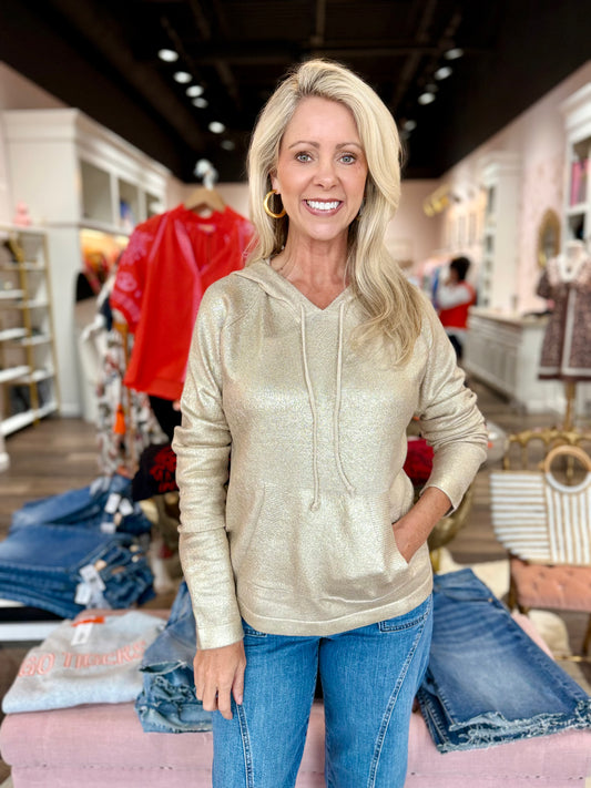 Charlie B Plush Knit Hoodie Sweater Champagne