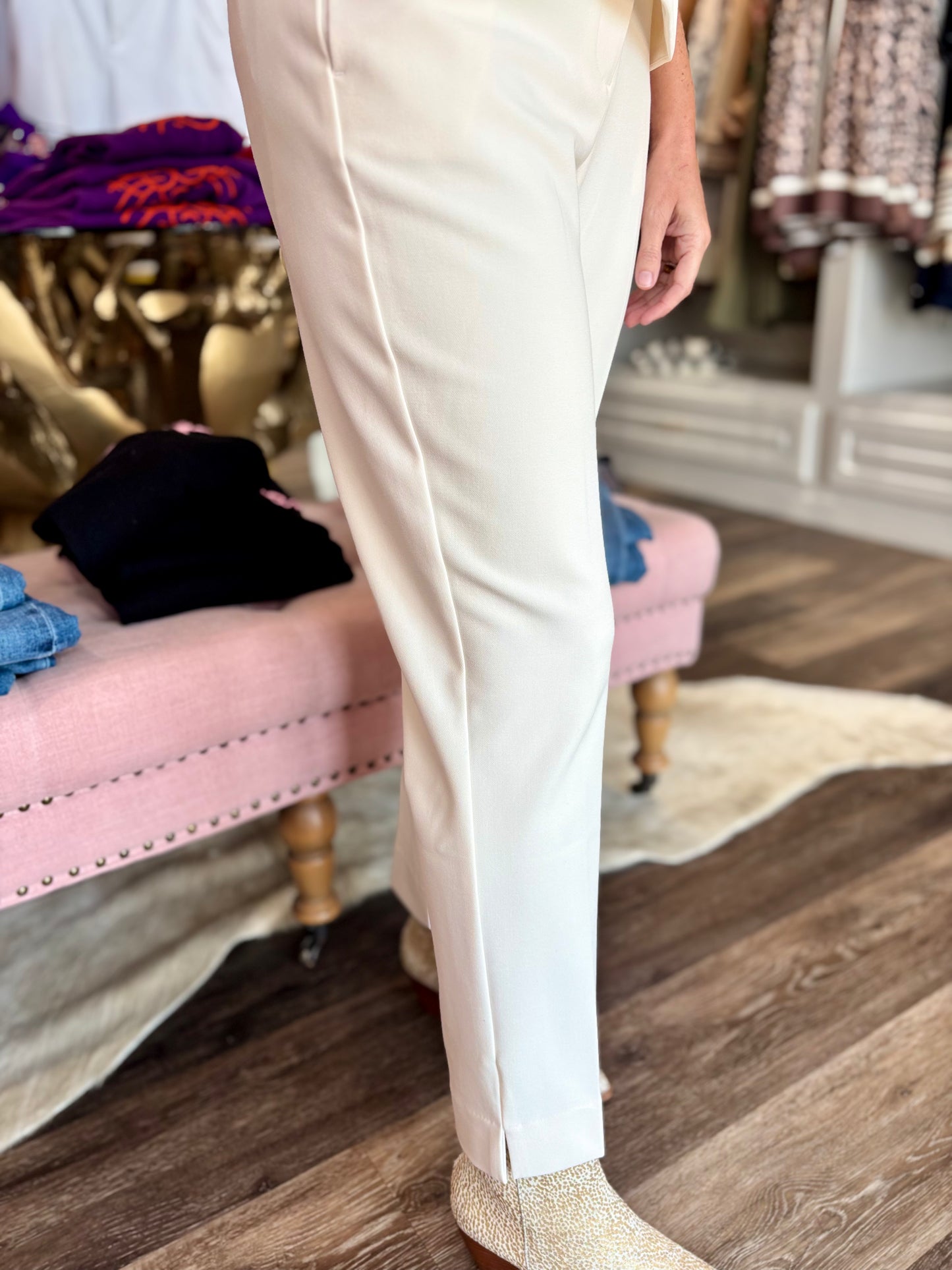 Tribal Signature Luxury Twill High Rise Trousers -Moonstone