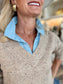 Charlie B V-Neck Fooler Sweater Oat Flecks