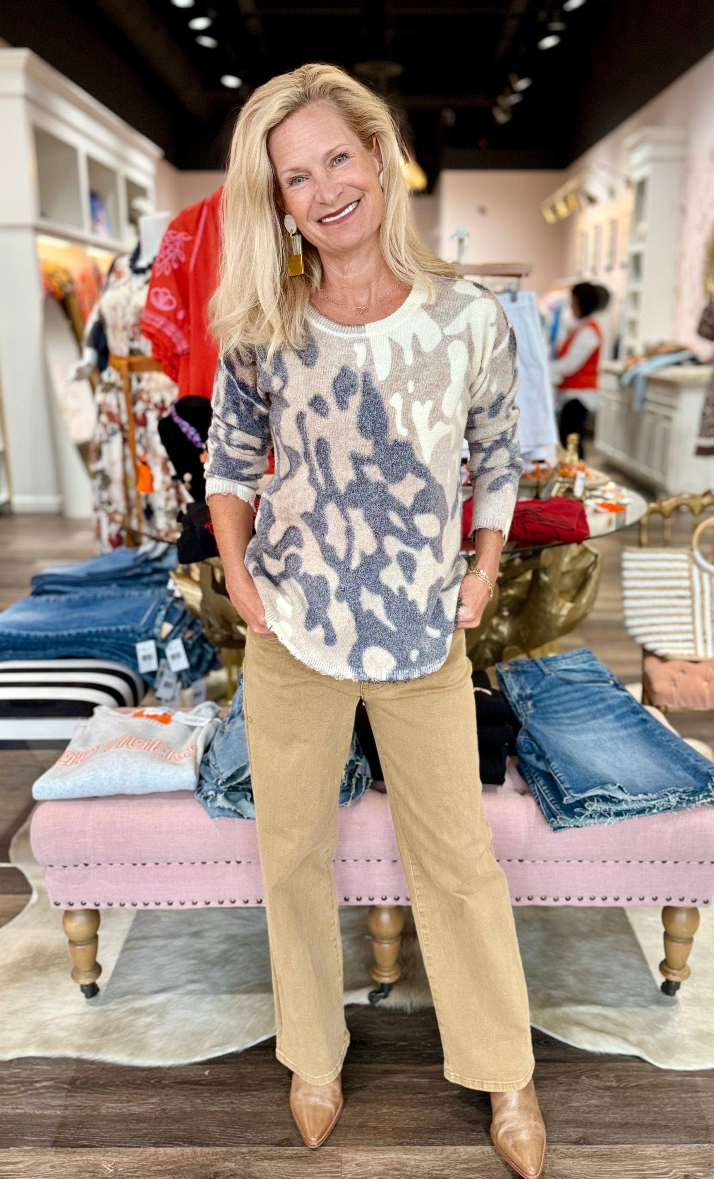 Charlie B Printed Reversible Sweater Spots
