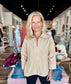 Boho Chic Taupe Suede V-Neck Blouse