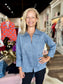 Boho Chic Blue Suede V-Neck Blouse