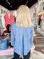 Boho Chic Blue Suede V-Neck Blouse