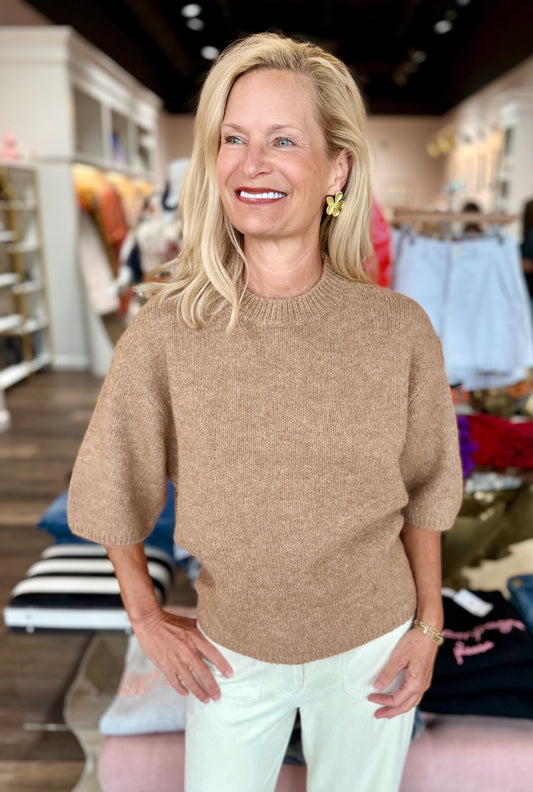 Charlie B Elbow Sleeve Balloon Shape Sweater Sesame