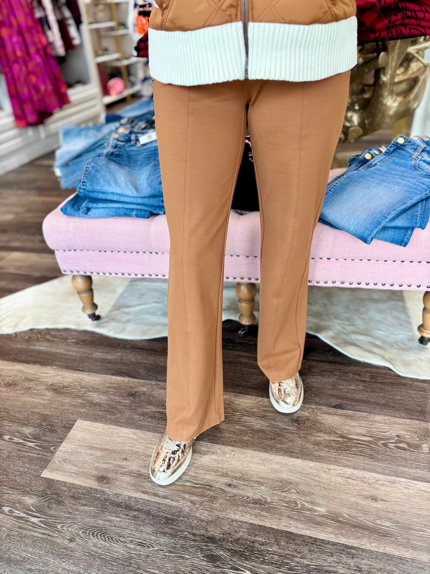 Tribal Pull On Pant with Pin Tucks in Walnut