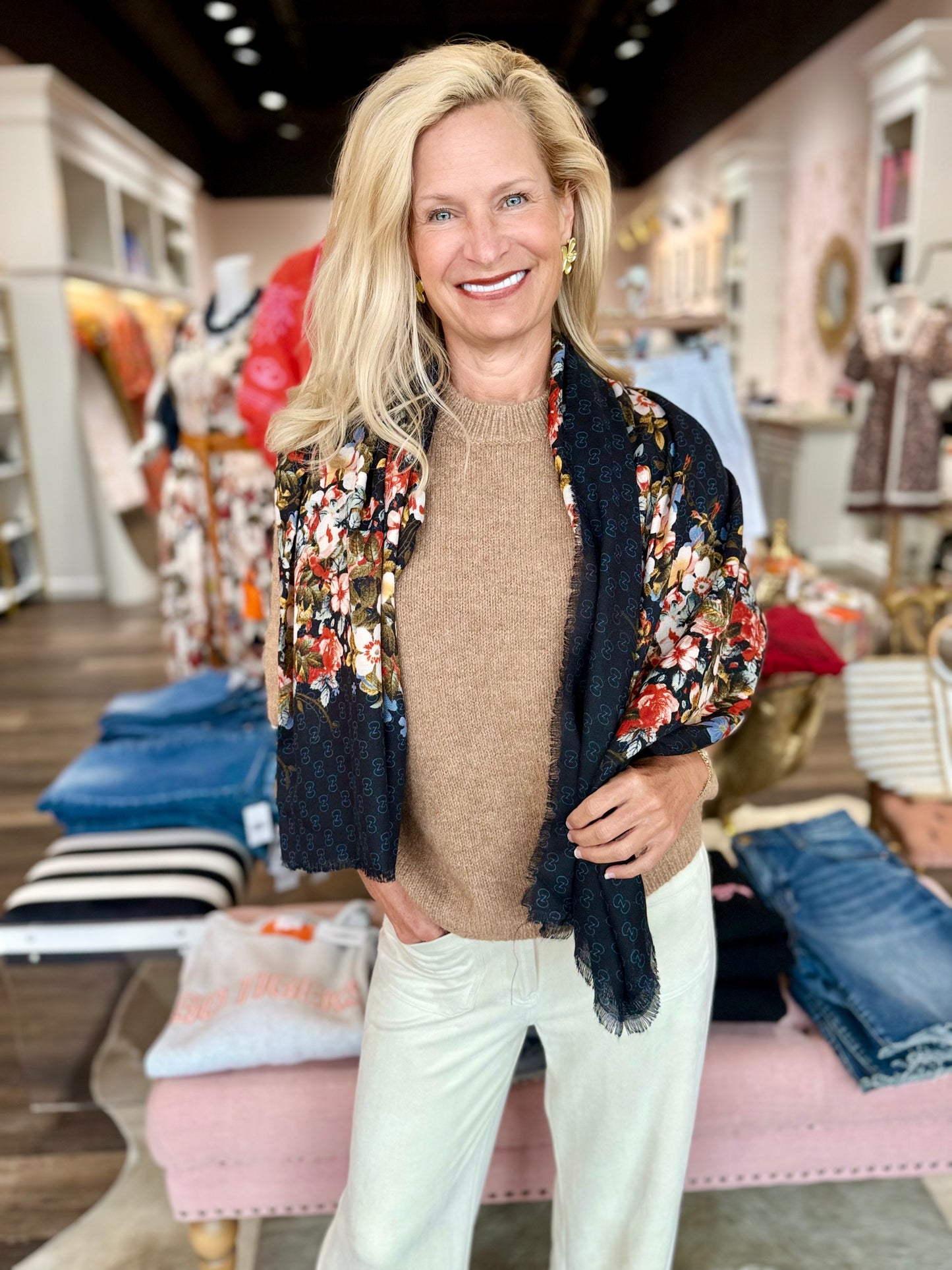 Charlie B Elbow Sleeve Balloon Shape Sweater Sesame