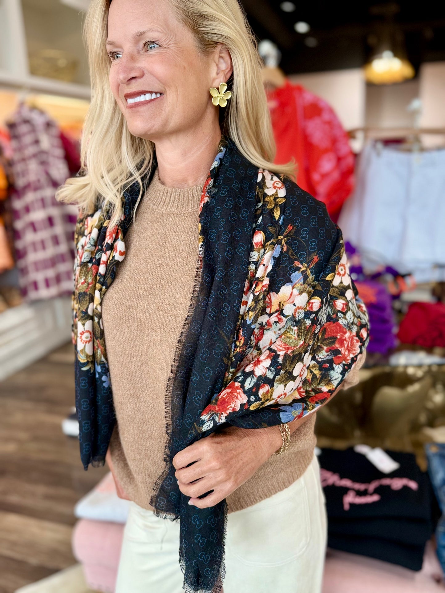 Charlie B Elbow Sleeve Balloon Shape Sweater Sesame