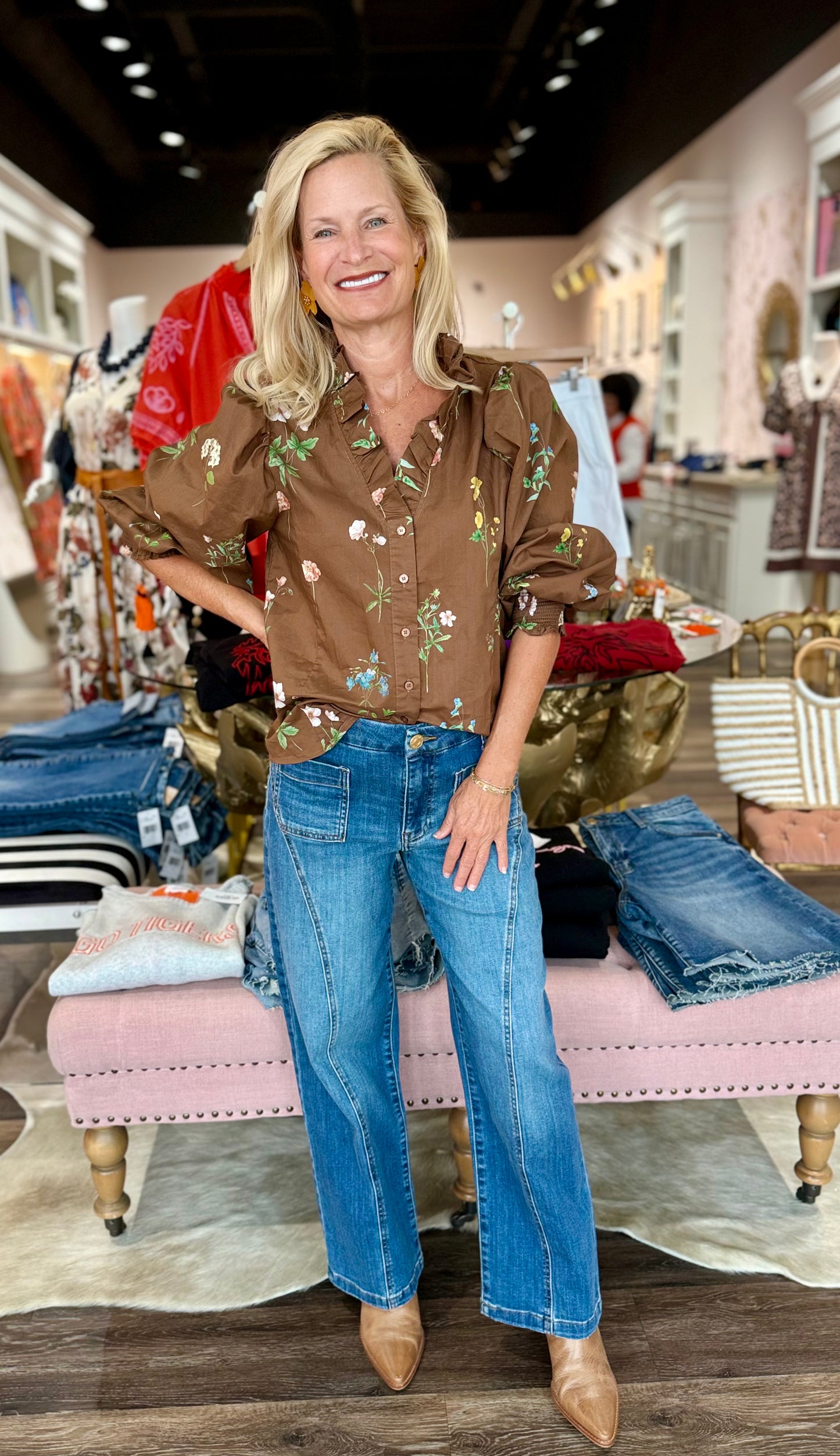 Kut Charlotte High Rise Wide Leg Frt Seam Patch Pkts