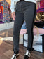 Charlie B Slim Leg Jeans With Velvet Bow - Charcoal