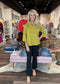 Mock Neck Bell Sleeve Sweater Dark Citron