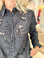 Charlie B Long Sleeved Fancy Chiffon Buttoned Shirt Black