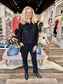 Charlie B Long Sleeved Fancy Chiffon Buttoned Shirt Black