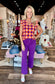 Purple Cropped Kick Flare Jeans