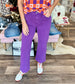 Purple Cropped Kick Flare Jeans