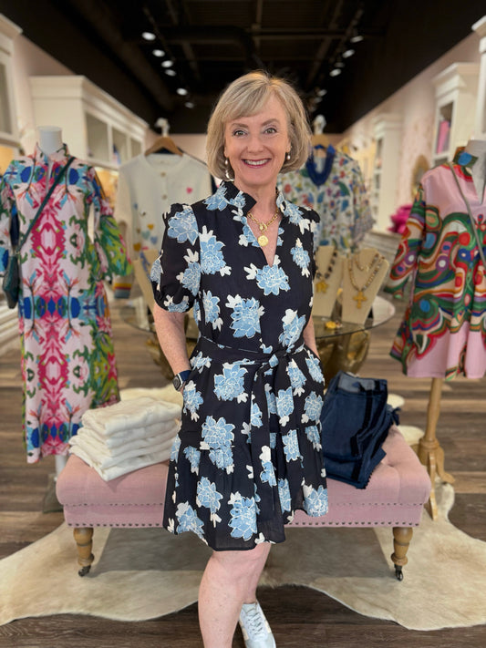 Joy Joy Midnight Floral Flounce Dress