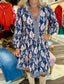 La Plage Alison Long Sleeve Navy Leaves