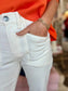 Kut Kelsey High Rise Ankle Flare Cream