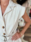 Belted Ecru Denim Dress