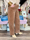 Brown High Rise Crop Wide Pocket Corduroy Pants