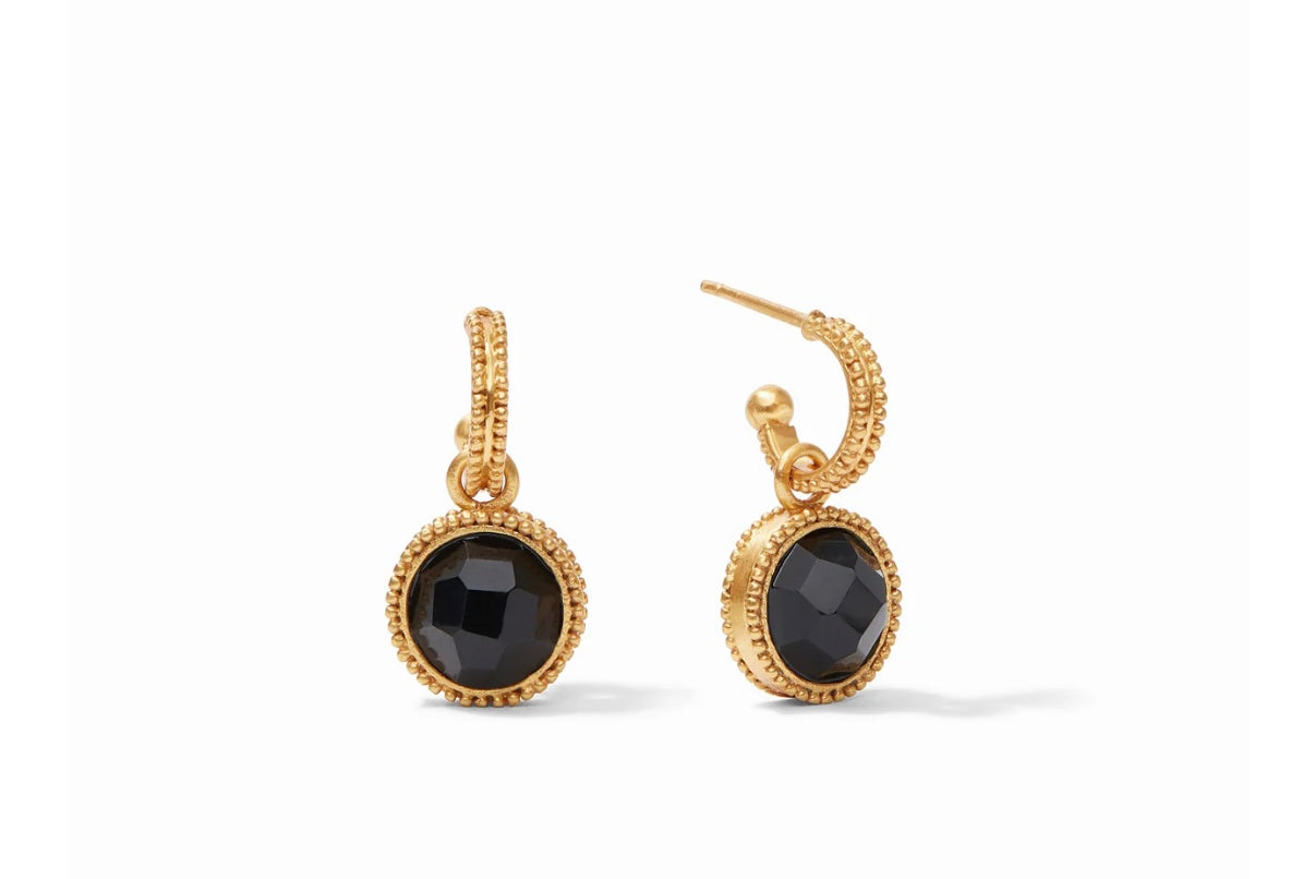 Julie Vos Fleur-de-Lis Hoop & Charm Earring Obsidian Black
