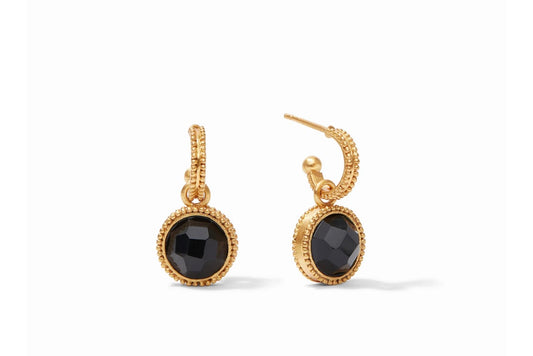 Julie Vos Fleur-de-Lis Hoop & Charm Earring Obsidian Black