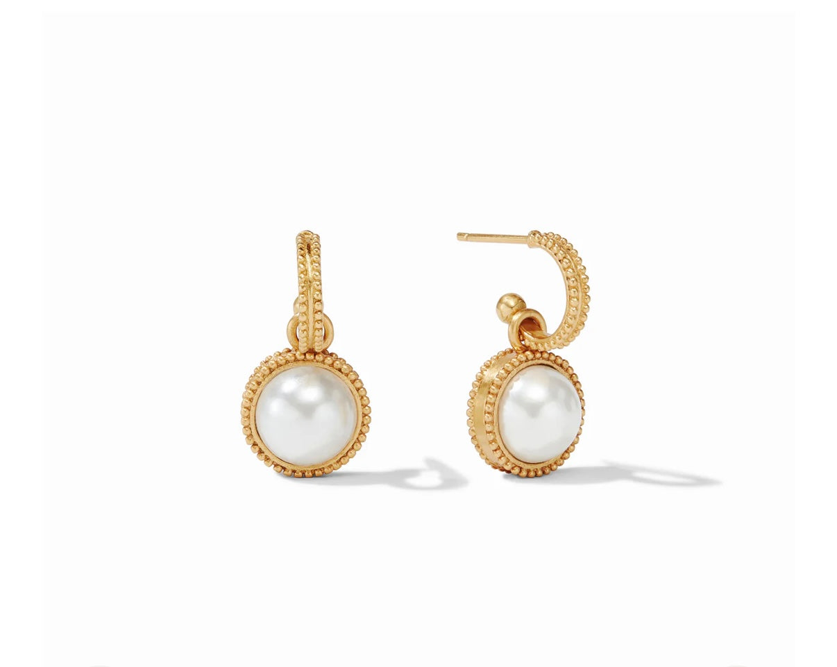 Julie Vos Fleur-de-Lis Hoop & Charm Earring Pearl
