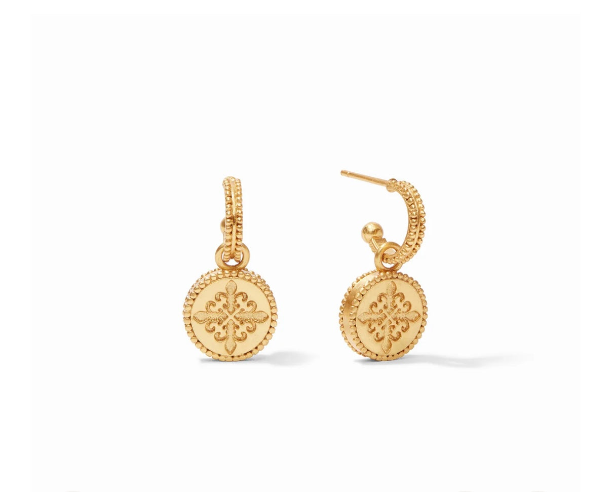 Julie Vos Fleur-de-Lis Hoop & Charm Earring Pearl