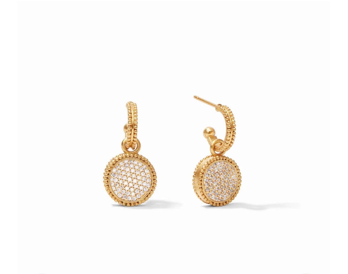 Julie Vos Fleur-de-Lis Hoop & Charm Earring Pave CZ