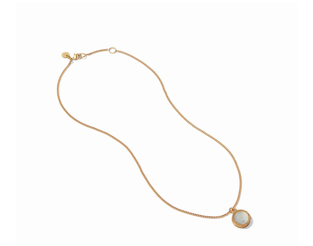 Julie Vos Rainbow Delicate Necklace Iridescent Clear Crystal