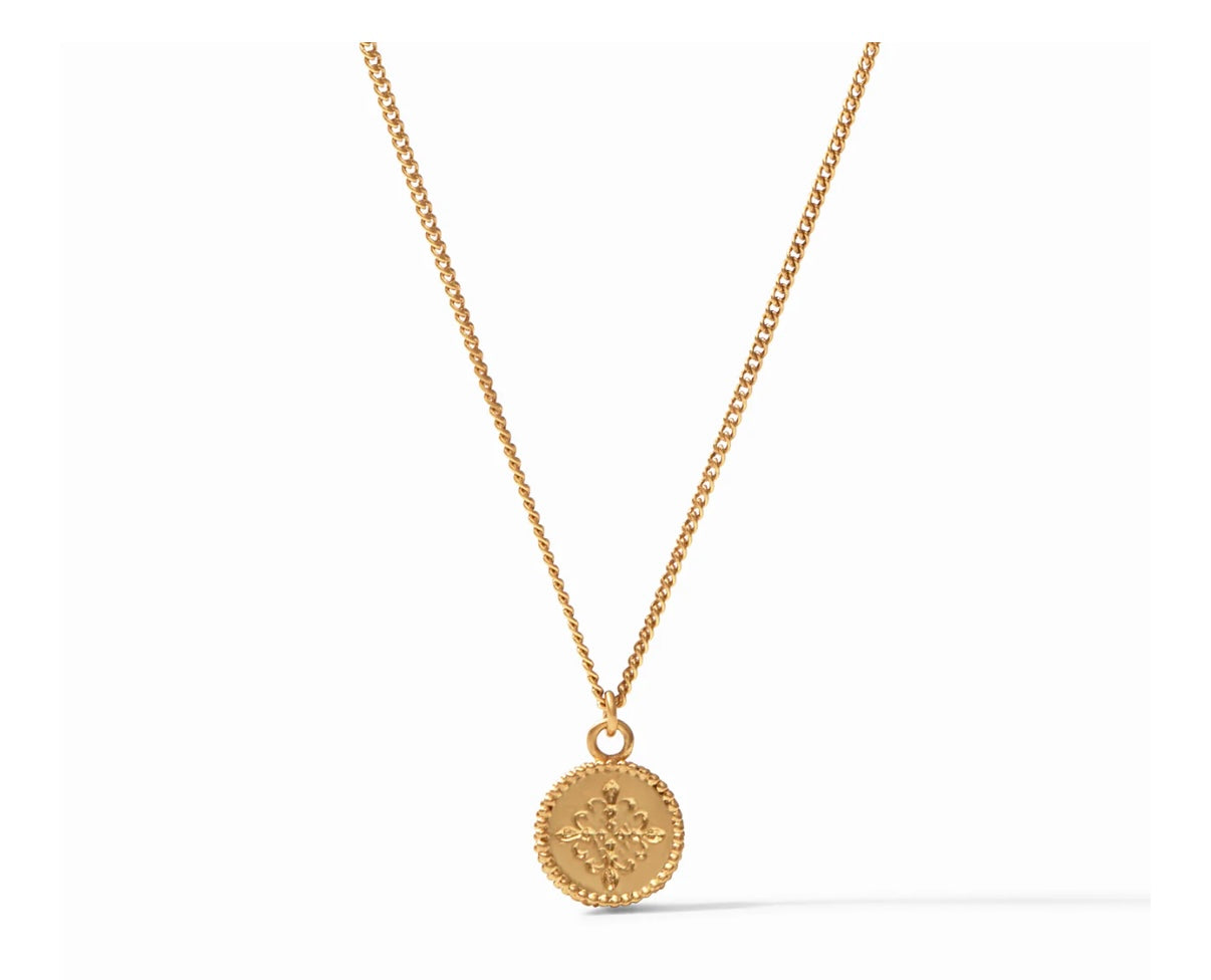 Julie Vos Fleur-de-Lis Solitaire Necklace Pave CZ