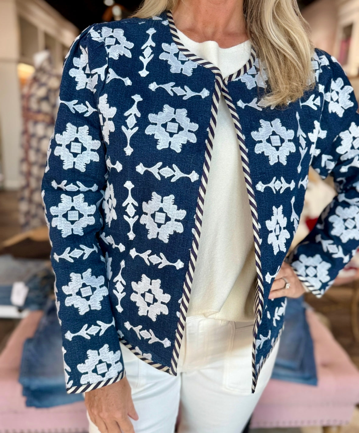 Brooks Avenue Rosy Jacket - Denim Embroidered