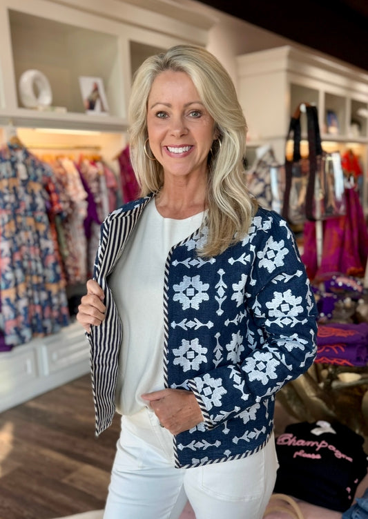 Brooks Avenue Rosy Jacket - Denim Embroidered