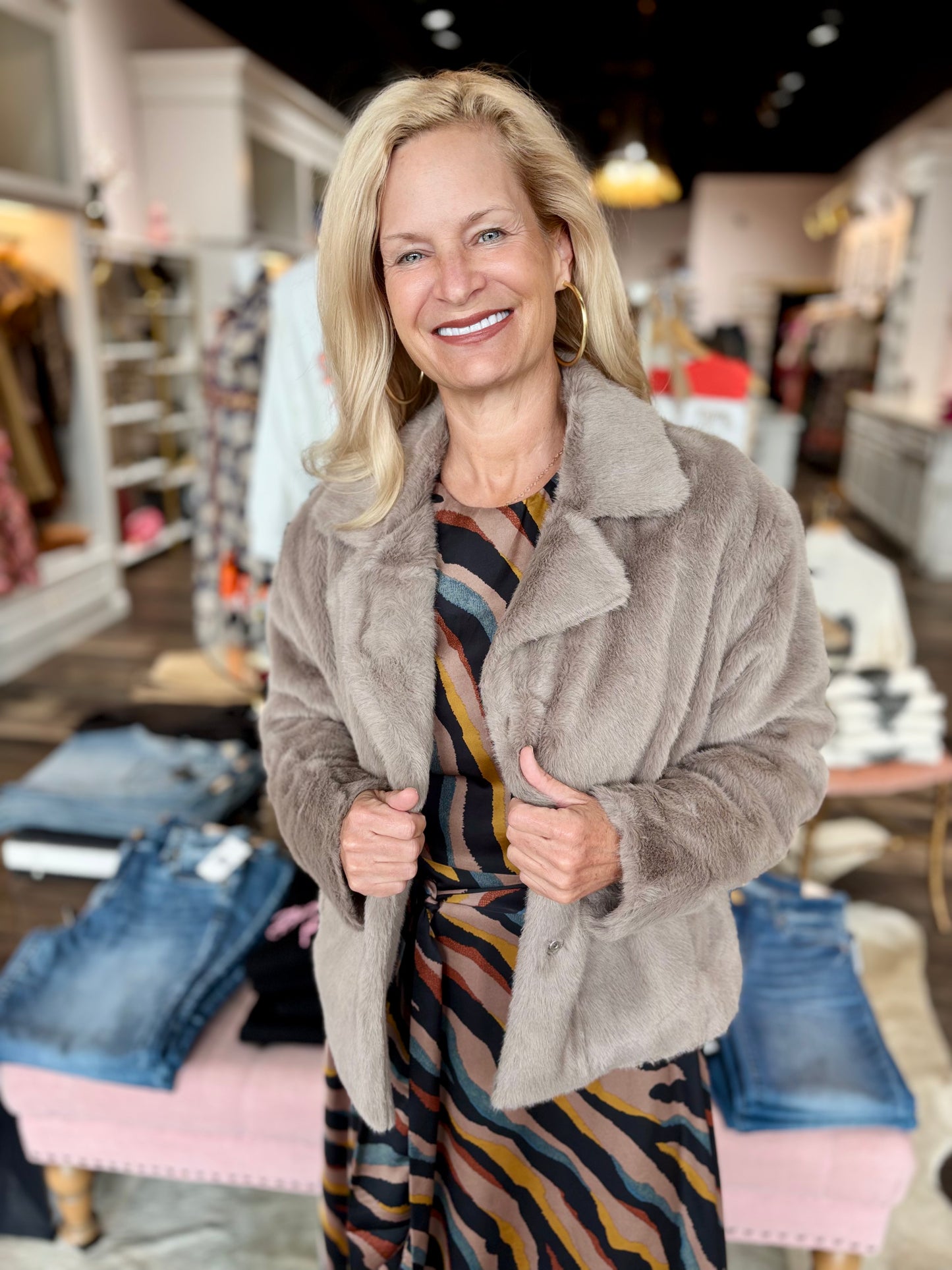 Faux Fur Coat Dove