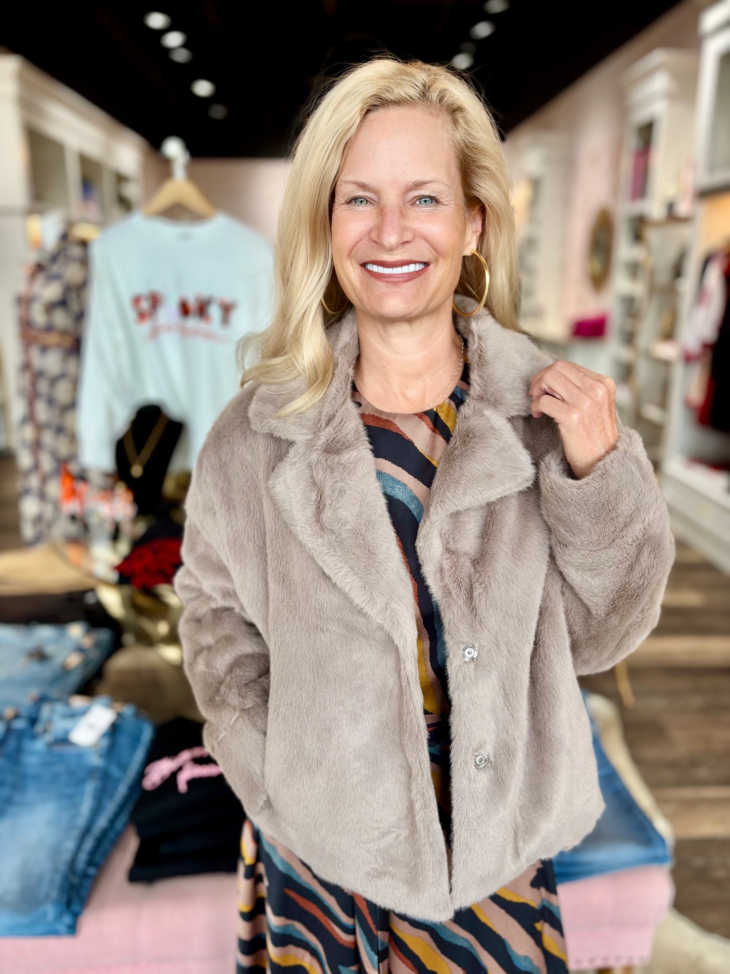 Faux Fur Coat Dove