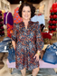 Joy Joy V Neck Corduroy Front Yoke Dress Fall Leopard