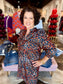 Joy Joy V Neck Corduroy Front Yoke Dress Fall Leopard