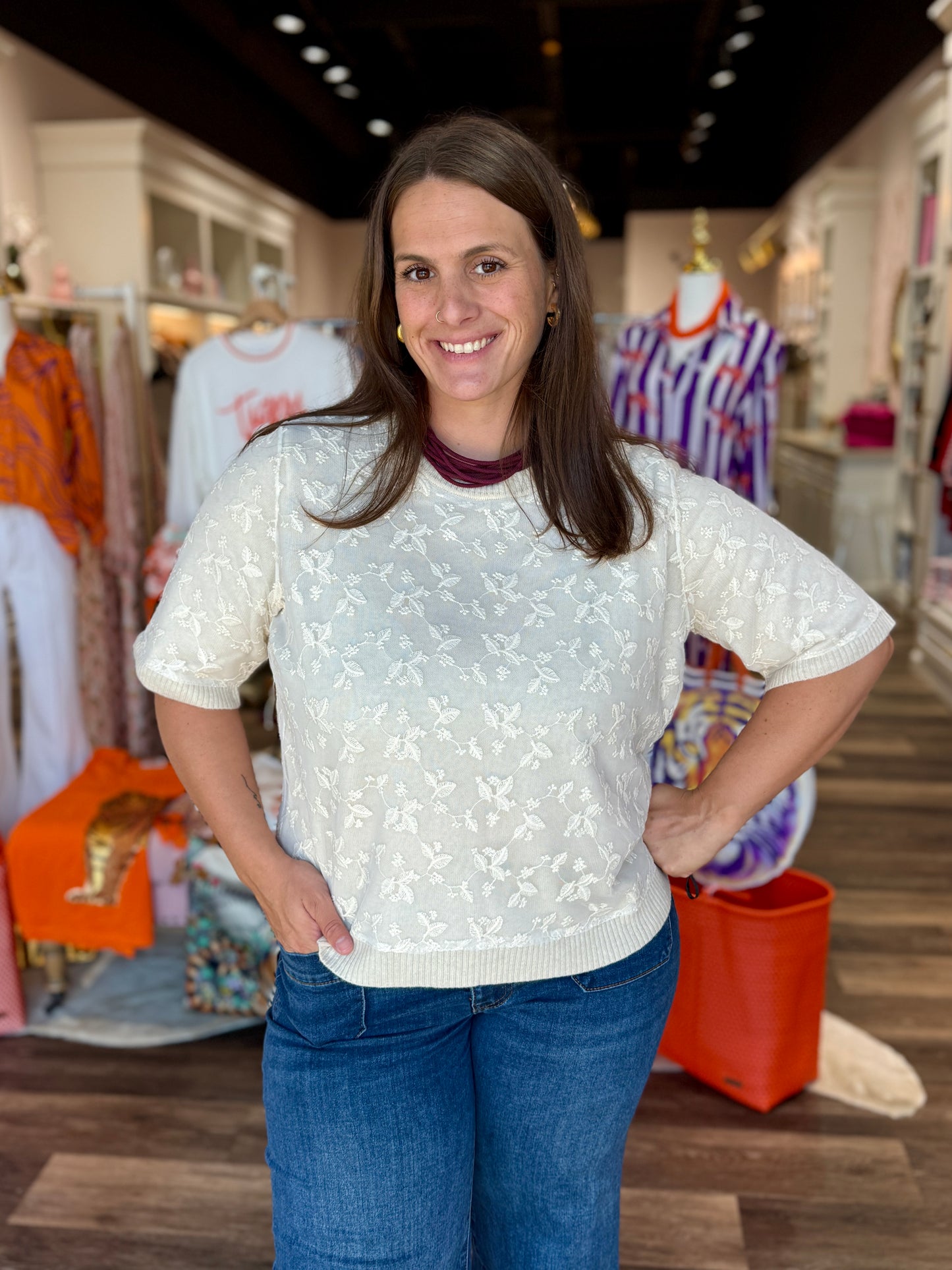 Esqualo Beige Classic Knit Top
